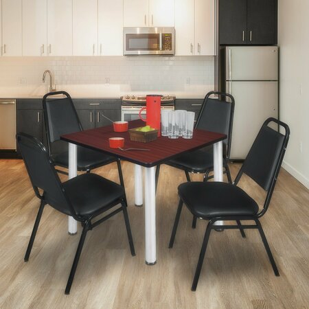 KEE Square Tables > Breakroom Tables > Kee Square Table & Chair Sets, 36 W, 36 L, 29 H, Mahogany TB3636MHBPCM29BK